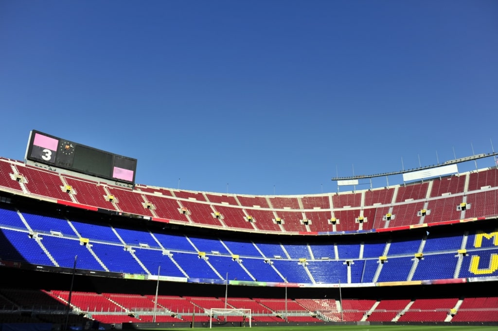 Colorful seats of Camp Nou Stadium