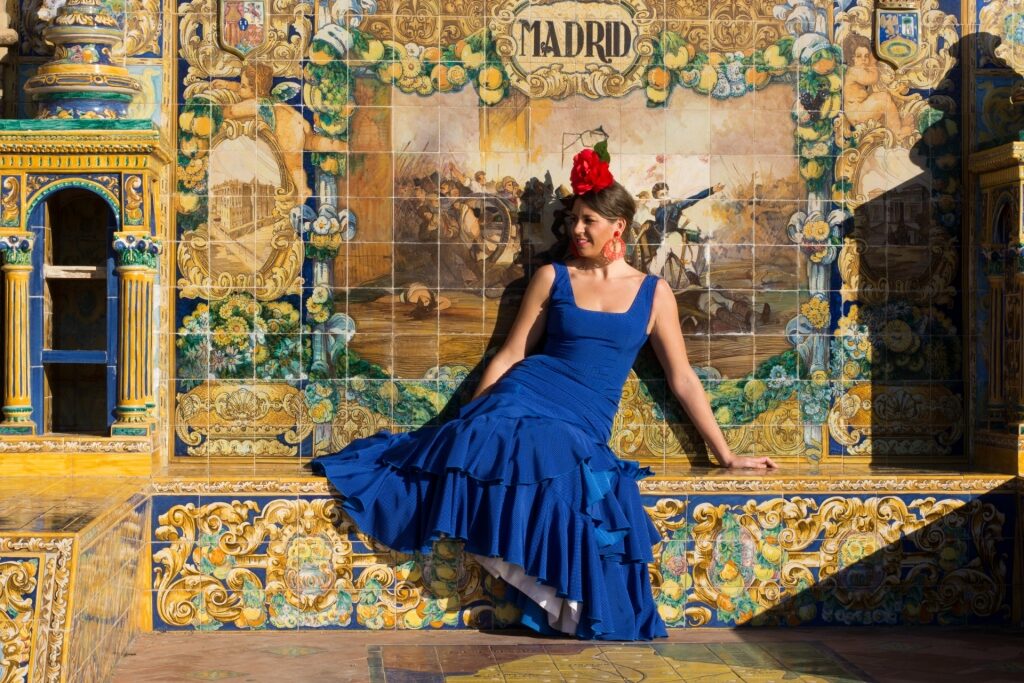 Woman wearing a flamenco dress