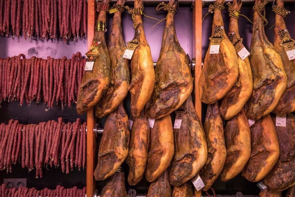 Iberian ham from a market in Spain