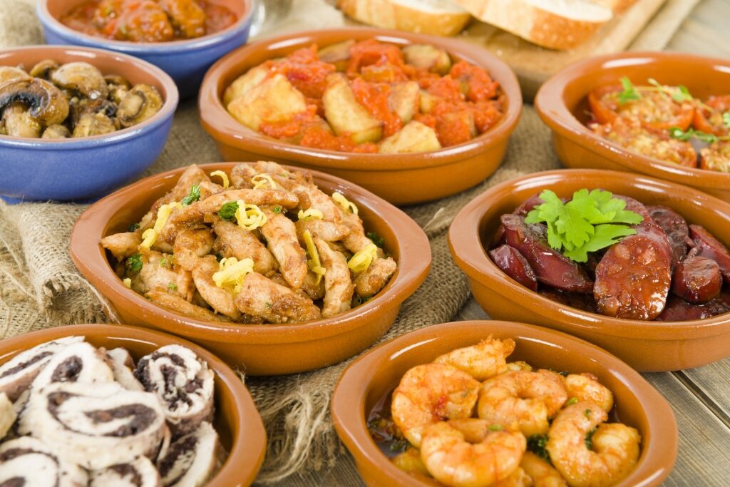 Different tapas dishes in Spain