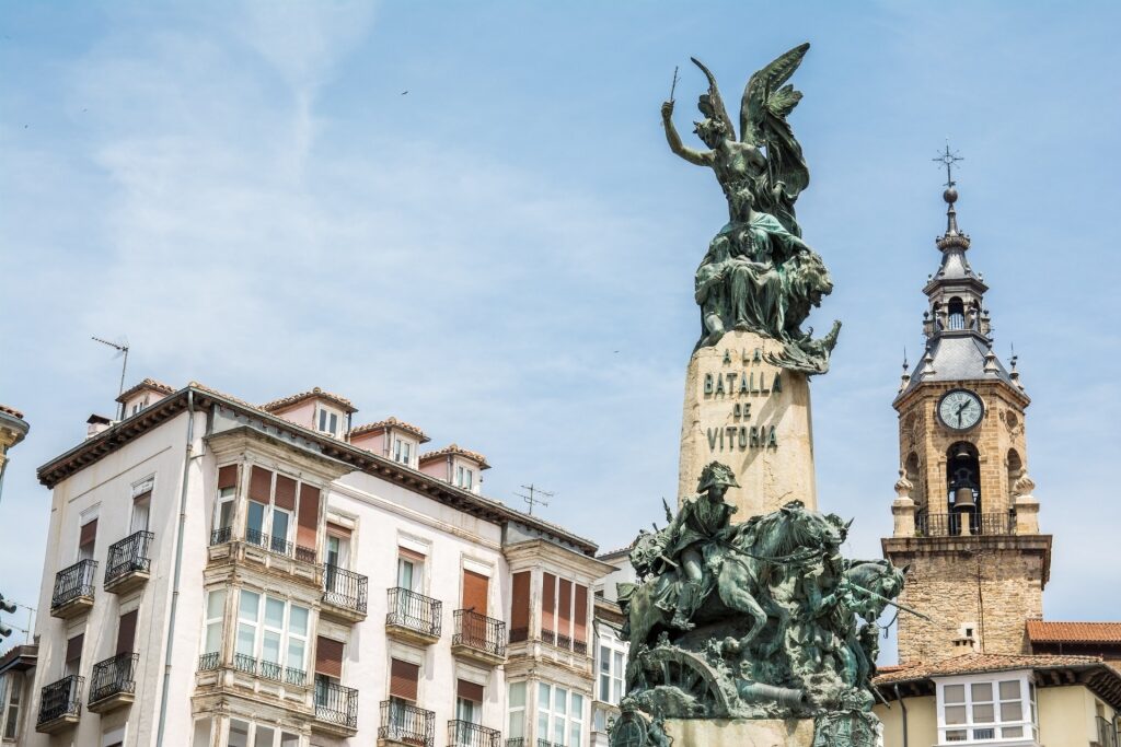 Square of Vitoria-Gasteiz with statue