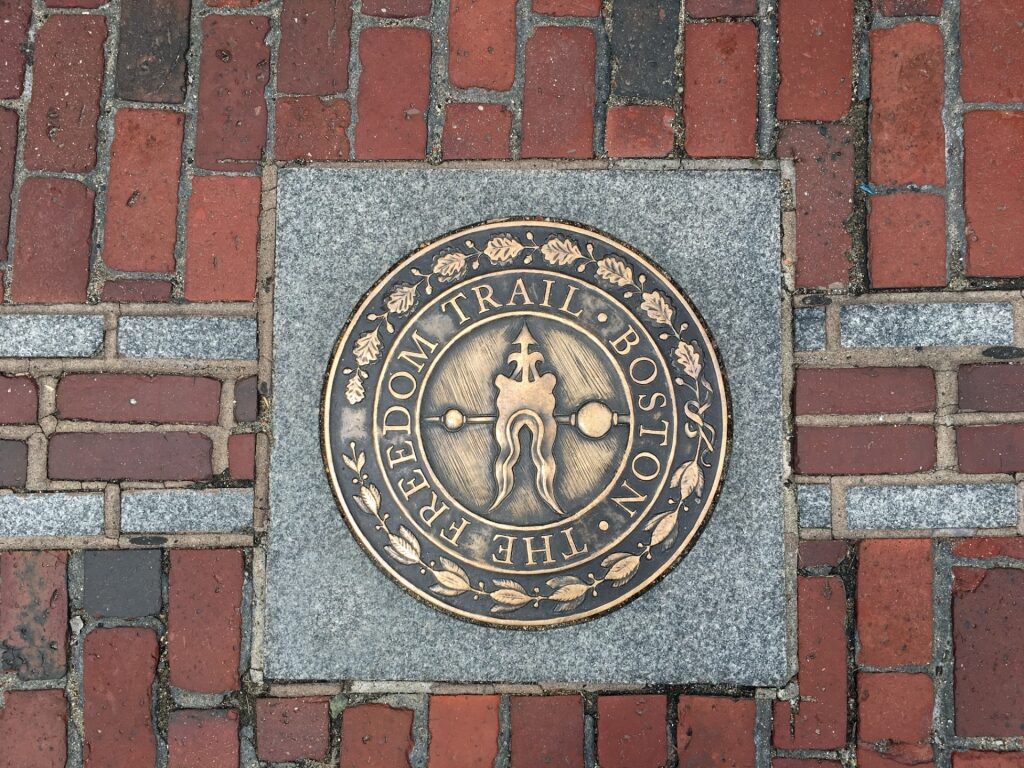 Red brick path of Freedom Trail