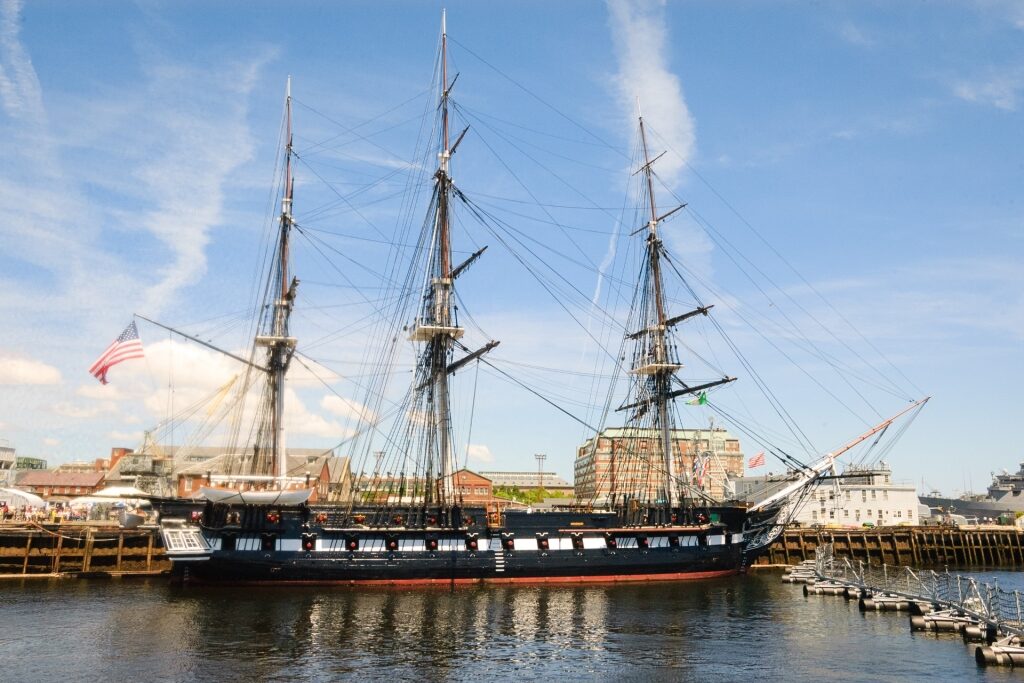 View of USS Constitution from the harbor