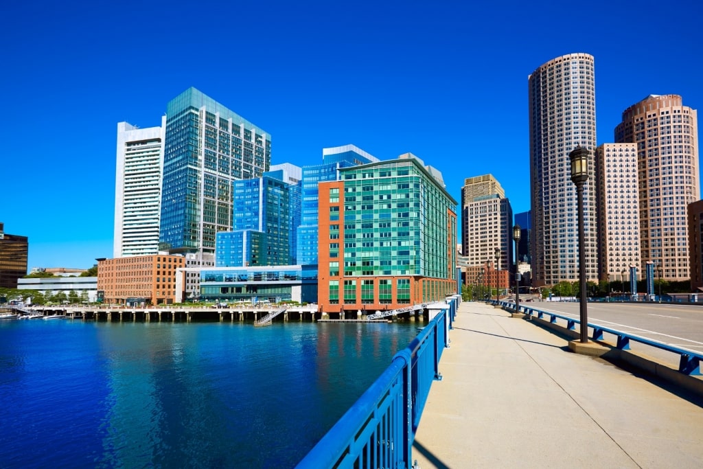 Walkway along Seaport Boulevard, Boston