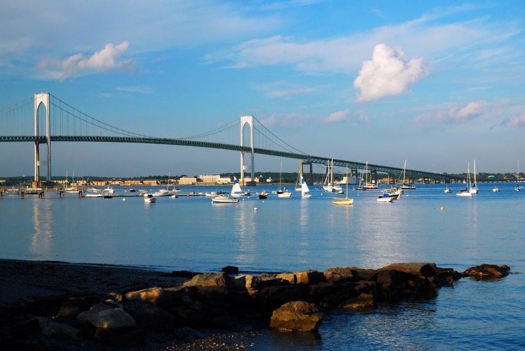 View of Narragansett Bay with bridge