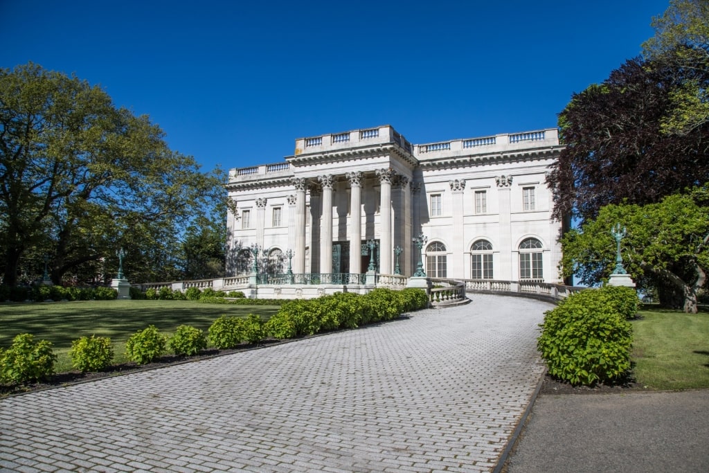 Exterior of the opulent Marble House, Newport