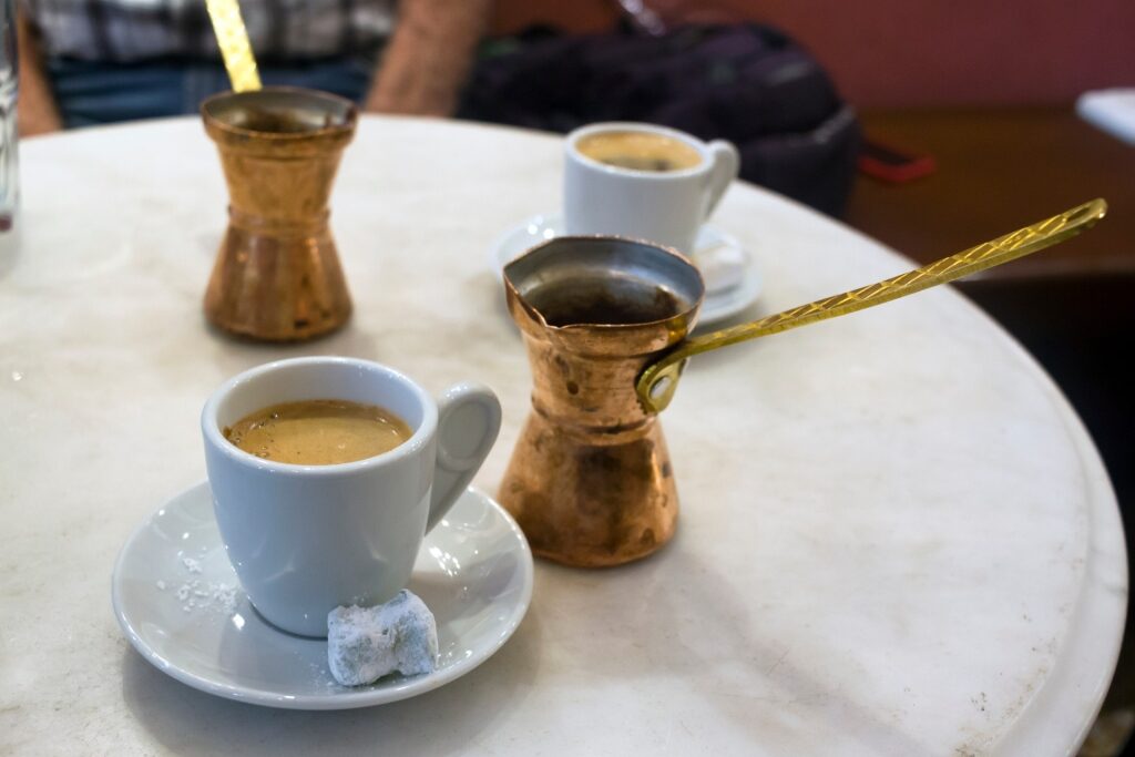 Greek coffee at a cafe in Kolonaki