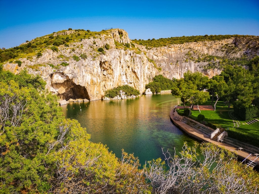 Rocky landscape of Lake Vouliagmeni