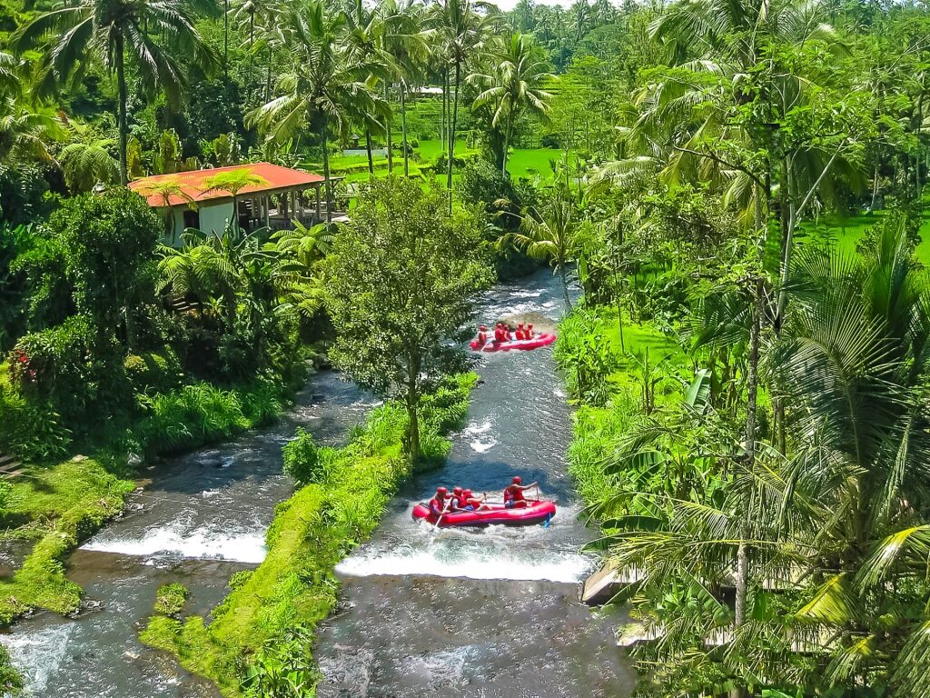 People rafting in Ayung River, Bali