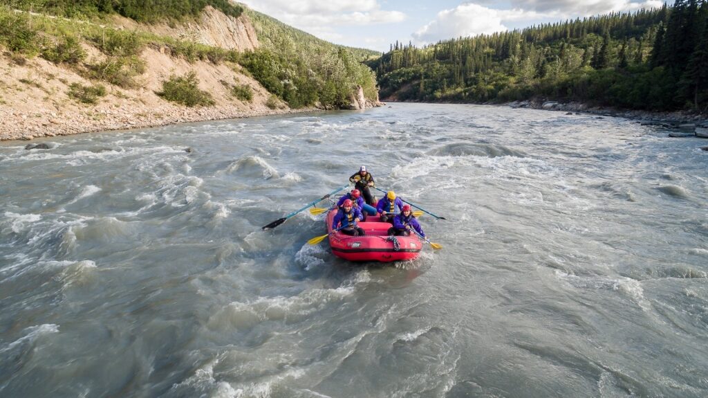 People rafting in Nenana River, Denali National Park, Alaska