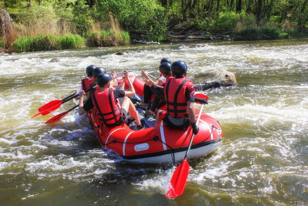 People rafting in Pacuare River, near Puerto Limon, Costa Rica