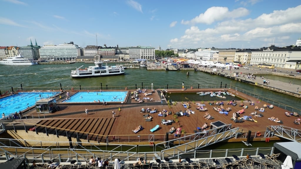 View of Allas Sea Pools in Helsinki, Finland