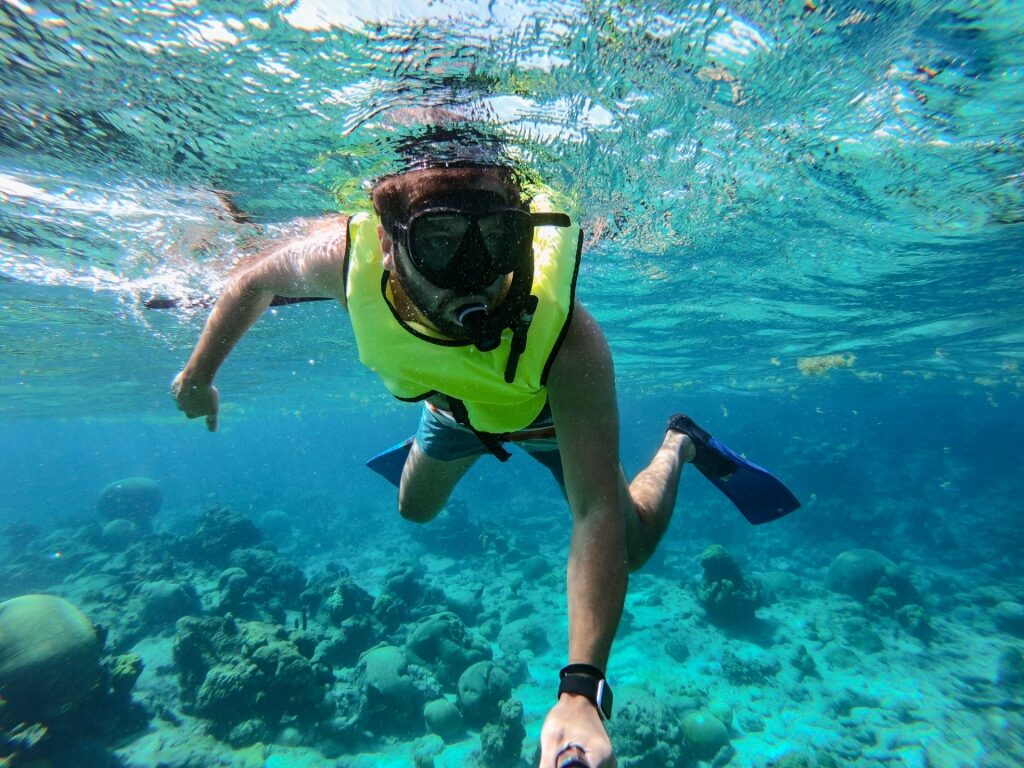 Man snorkeling in Buck Island, St. Croix