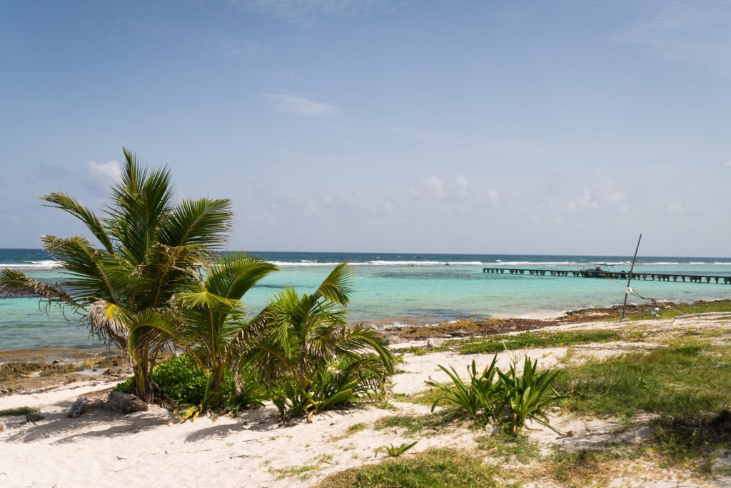 Sandy beach in Mahahual, Mexico