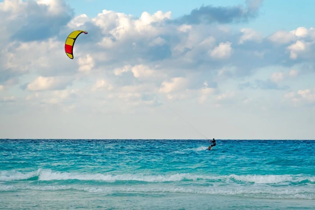 Man kitesurfing in Bonaire