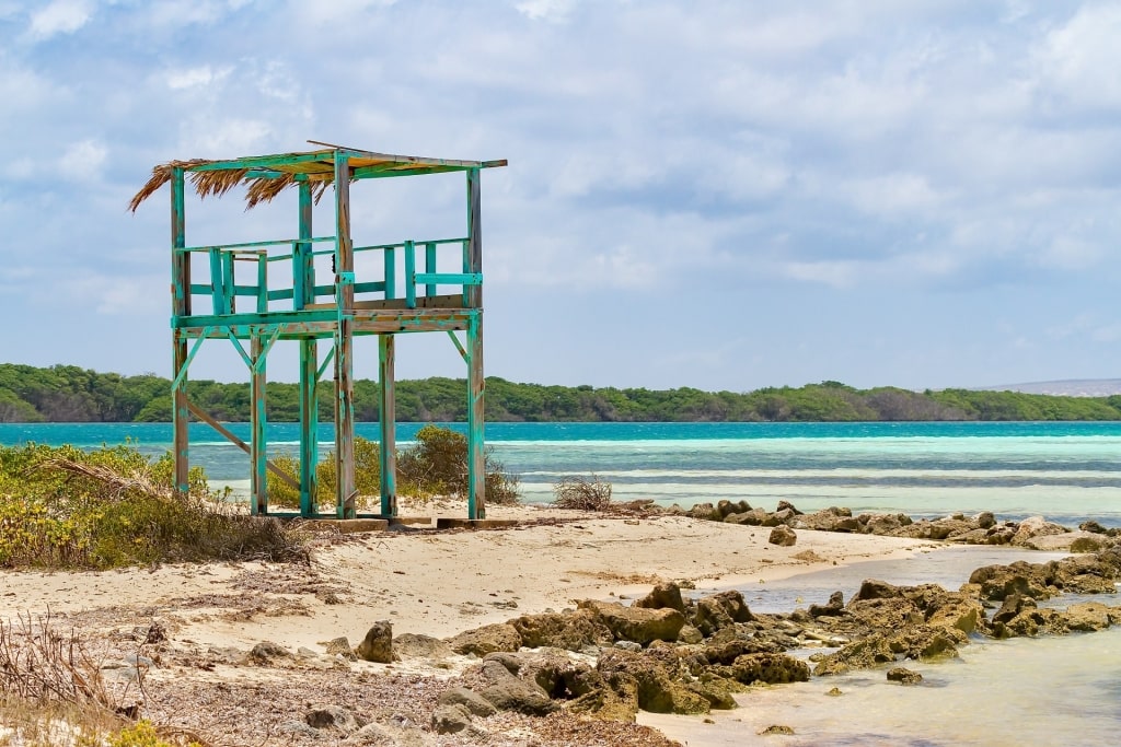 Lookout tower along Sorobon Beach