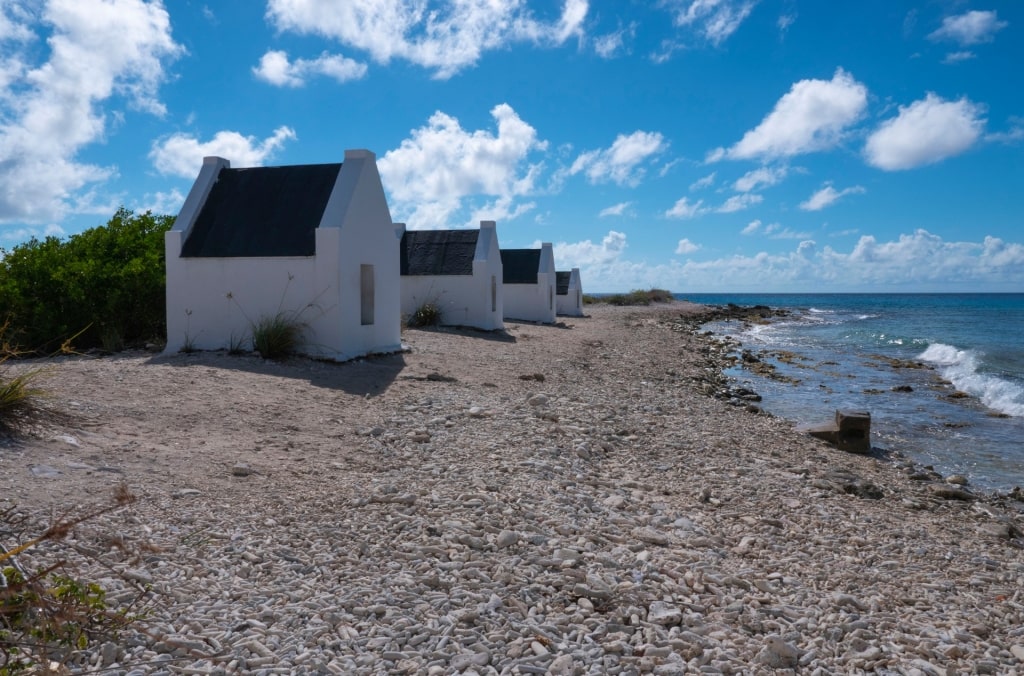 White buildings along White Pan Beach