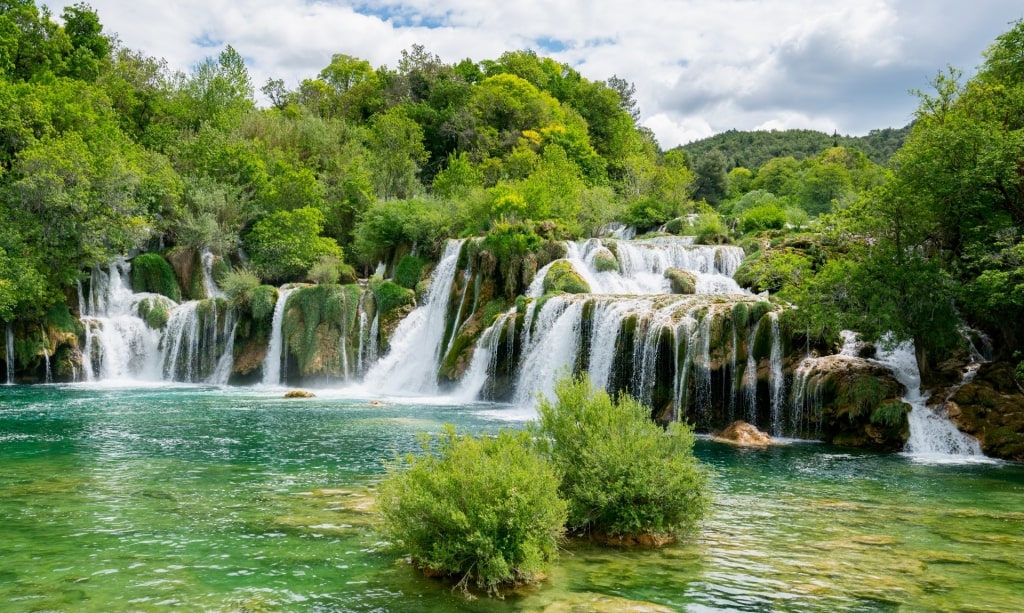 Lush landscape of Skradinski Buk Waterfall, Krka National Park