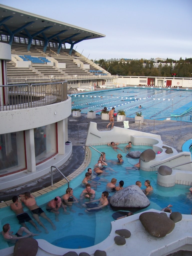 People bathing in Laugardalslaug