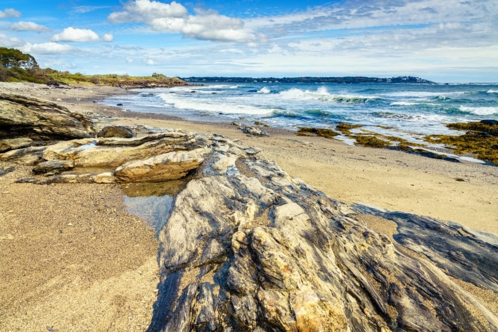 Rocky shoreline of Crescent Beach State Park