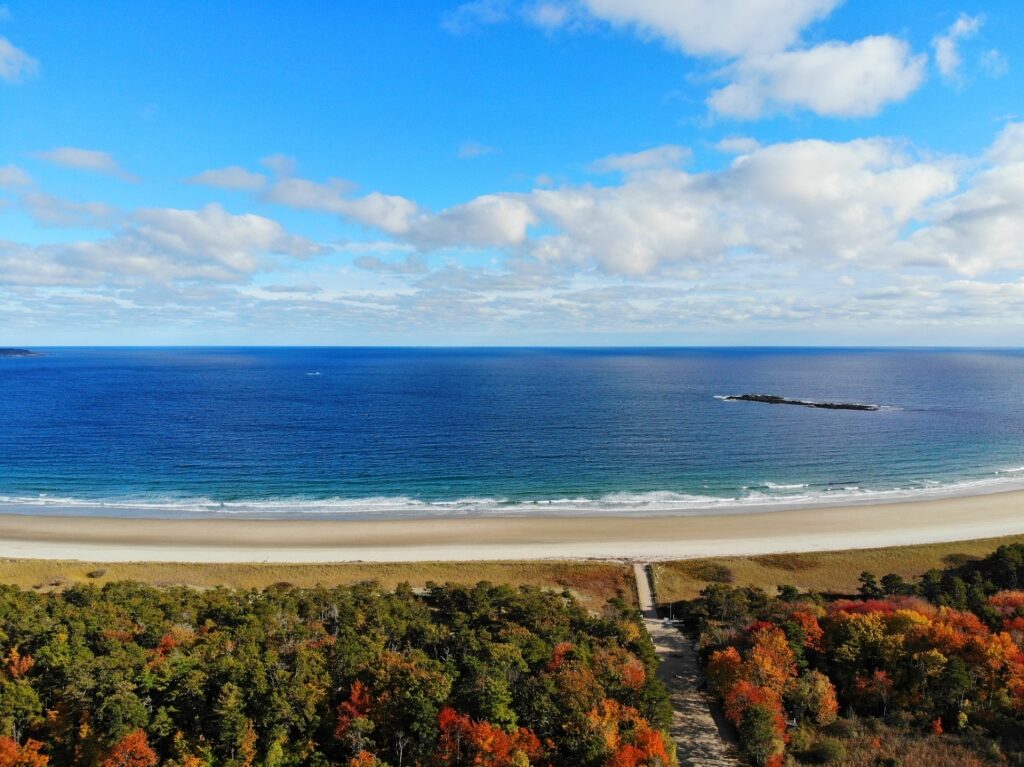 View of Scarborough Beach State Park in autumn