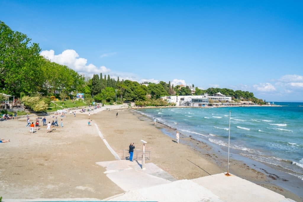 People lounging on Bacvice Beach