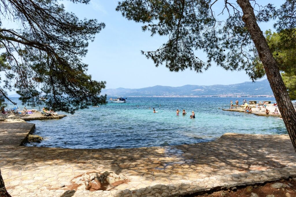 Rocky shoreline of Bene Beach