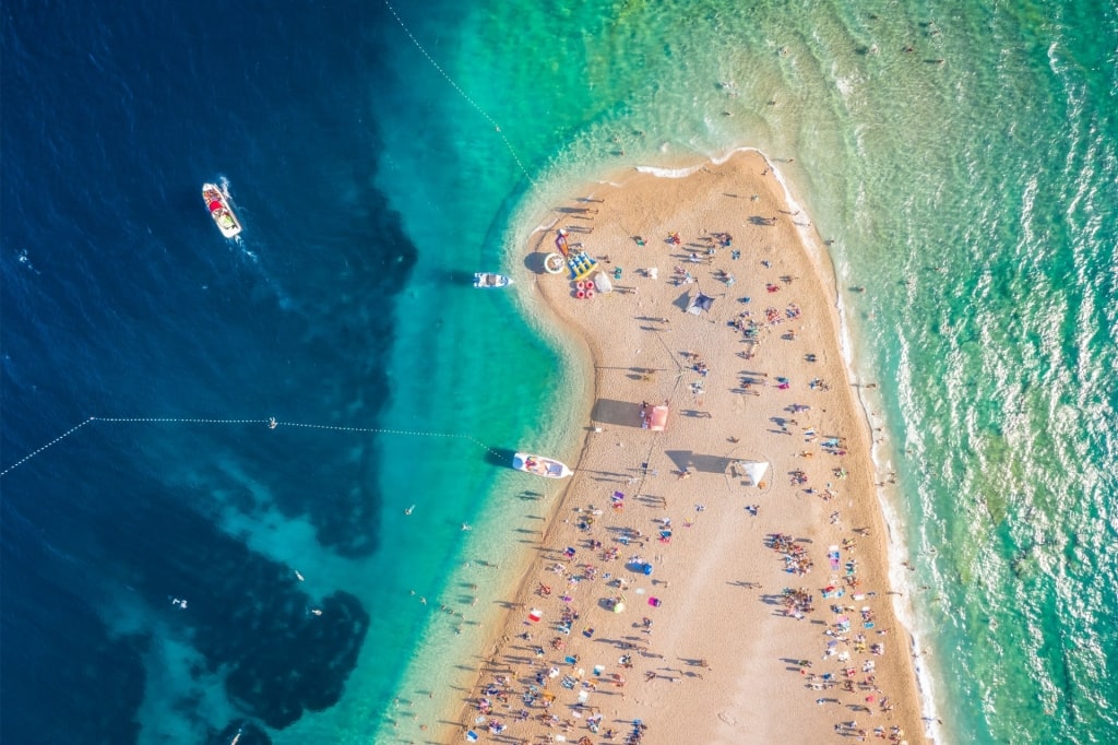 Aerial view of Golden Horn Beach, Brač Island