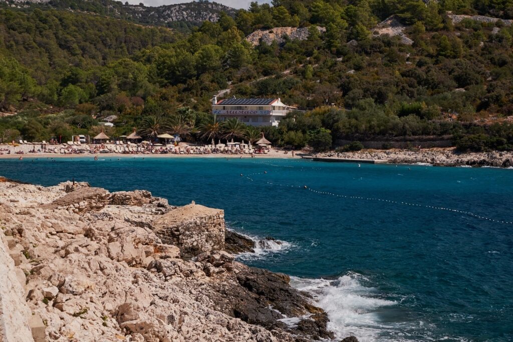Rocky landscape of Pokonji Dol Beach, Hvar Island