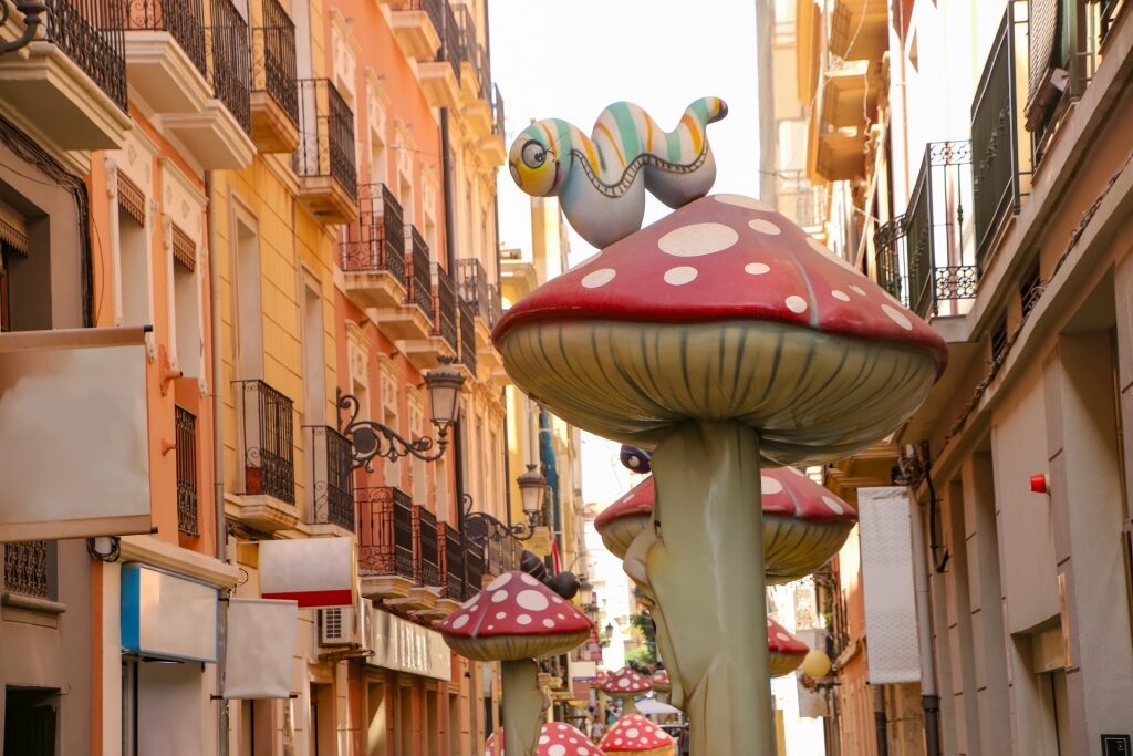 Mushroom statues in Calle de Las Setas