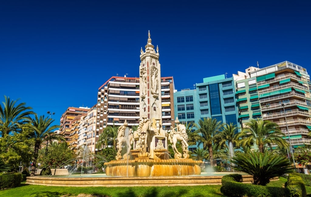 Beautiful fountain in Plaza de los Luceros