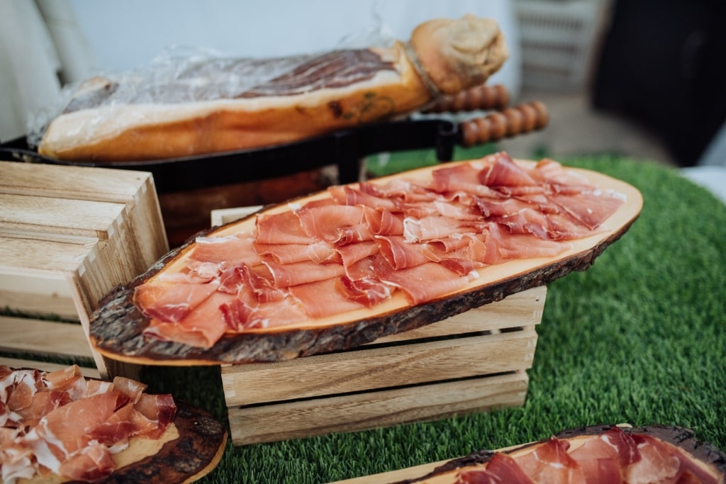 Prosciutto di San Daniele on a platter