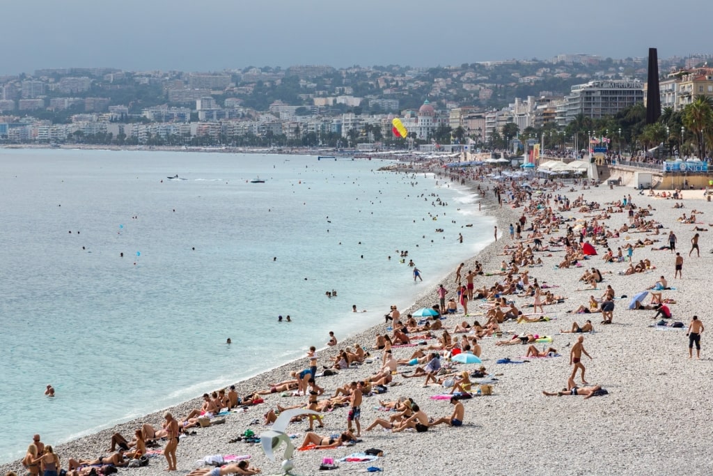 People lounging on Plage Publique de Carras