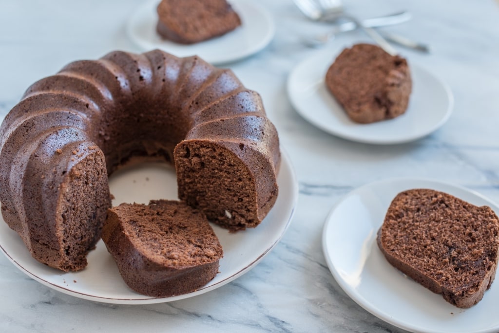 Plate of Black rum cake