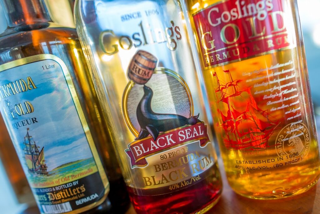 Bottles of Goslings rum