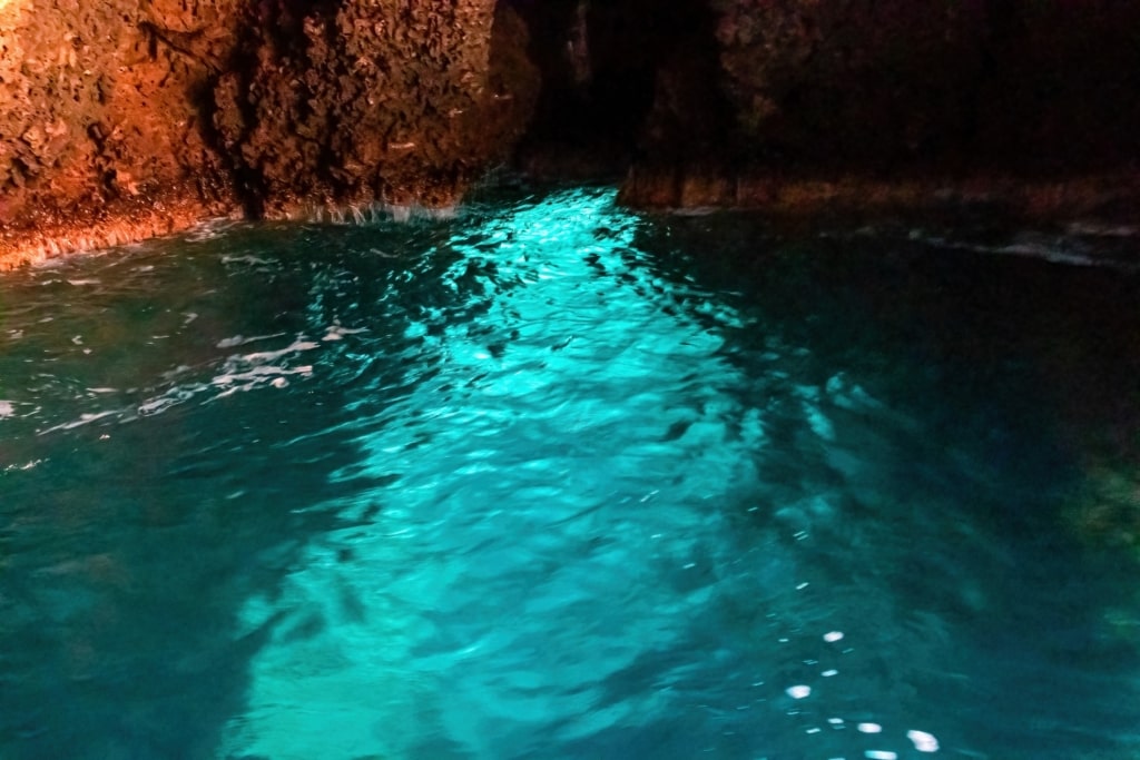 View inside the Blue Grotto in Sicily, Italy