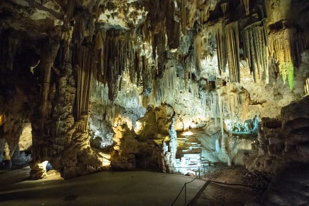 View inside Nerja Caves in Malaga, Spain