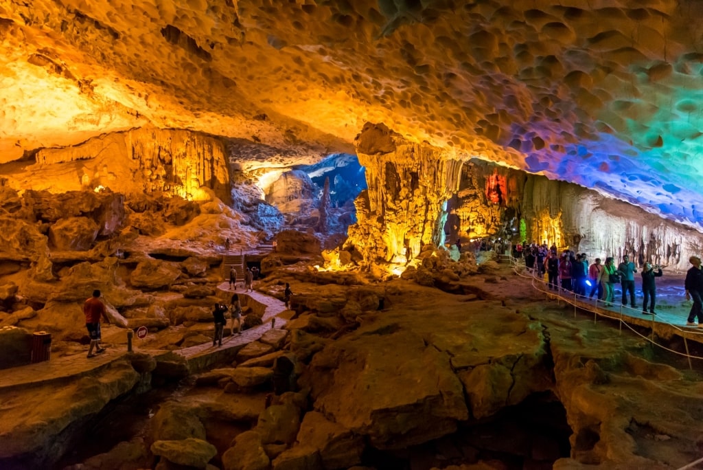 View inside Sung Sot Cave in Halong Bay, Vietnam