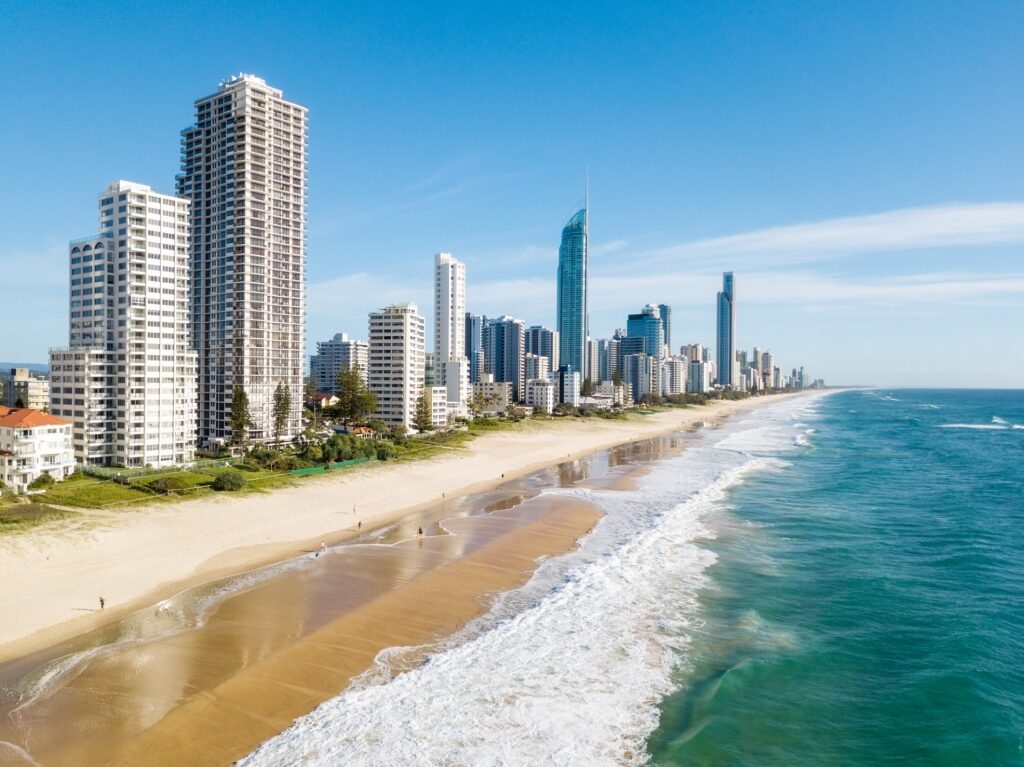 Surfers Paradise in Gold Coast, one of the best places to learn how to surf