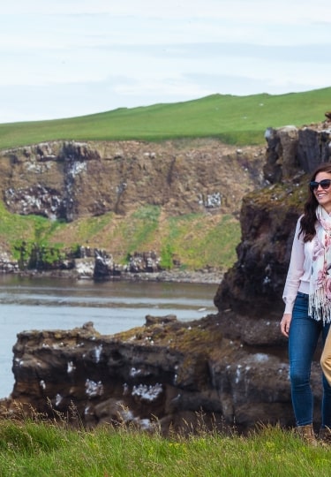 couple overlooking Icelandic landscape