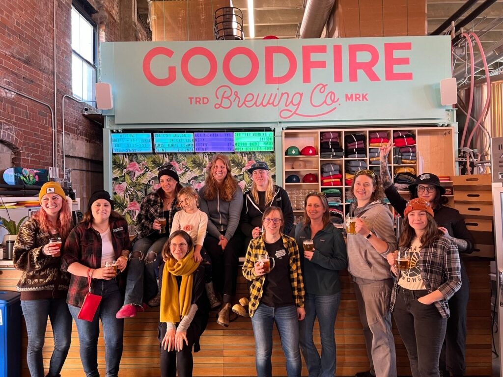 People hanging out at the Goodfire Brewing Company