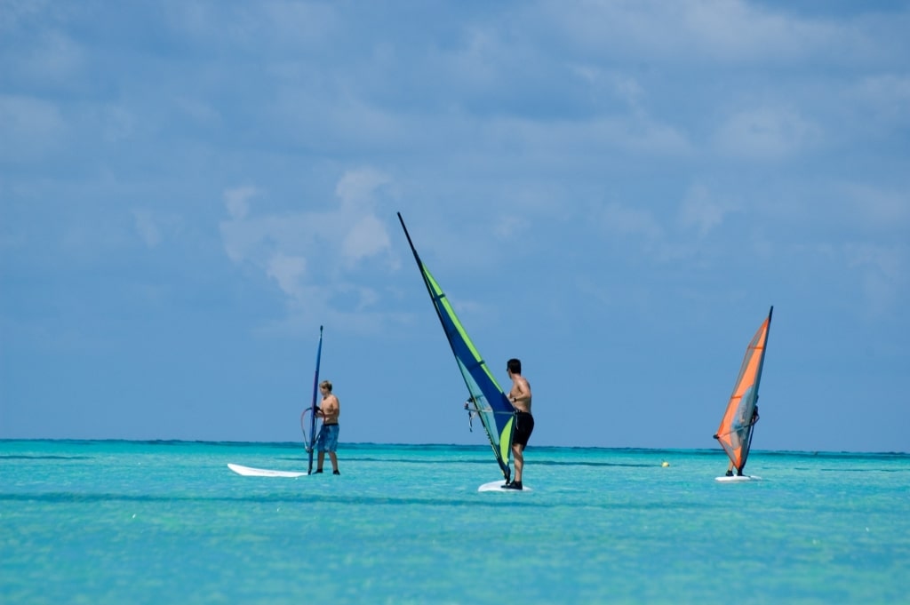 People windsurfing in Aruba