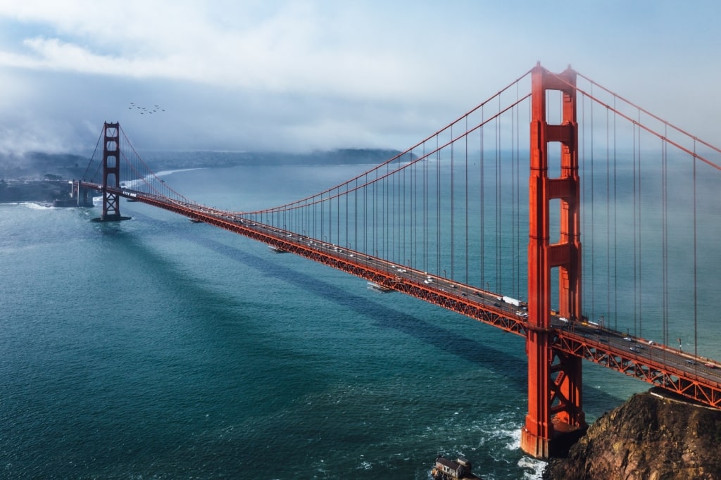 Aerial view of Golden Gate Bridge