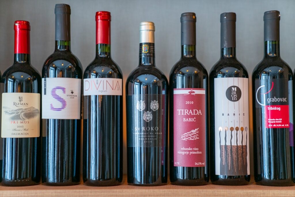 Bottles of Croatian wine