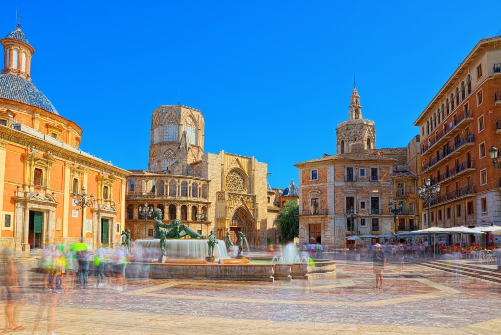 Pretty square of Plaza de la Virgen