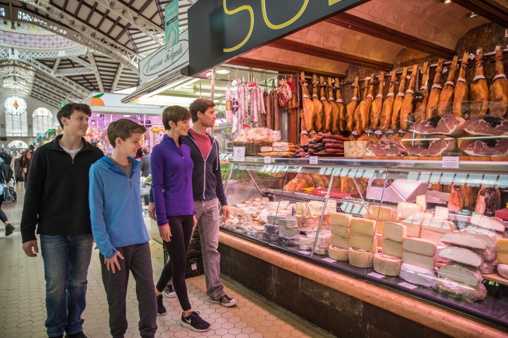 Family shopping inside the Central Market