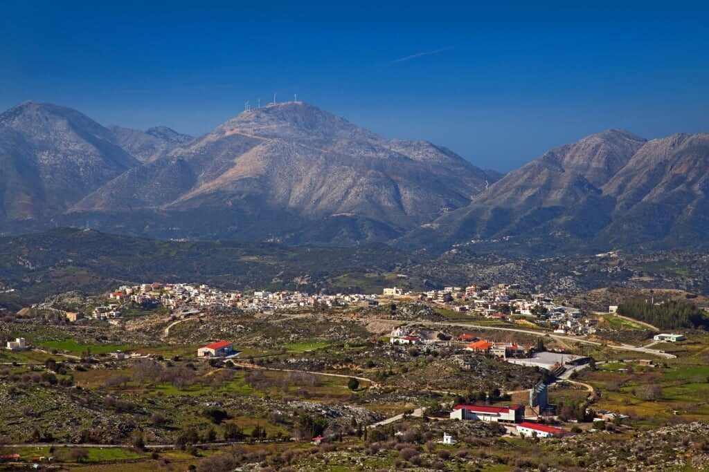 Mountains towering over the village of Anogia