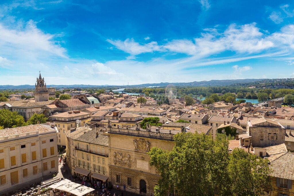 Aerial view of Old Town of Avignon, Provence