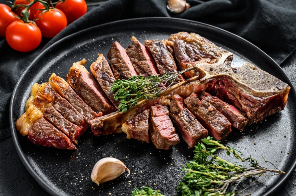 Slices of Florentine steak