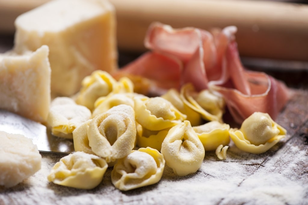 Tortellini on a table